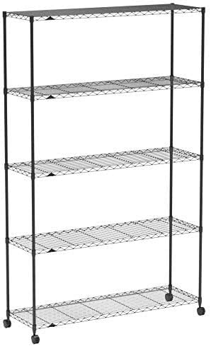 ノワール ラック 5段 幅110 奥行40 キャスター付き スチールラック 黒 ノワール ラック 5段 幅110 奥行40 キャスター付き スチールラック 黒